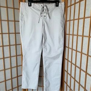 Ann Taylor LOFT White Lace-Up Pants, 6